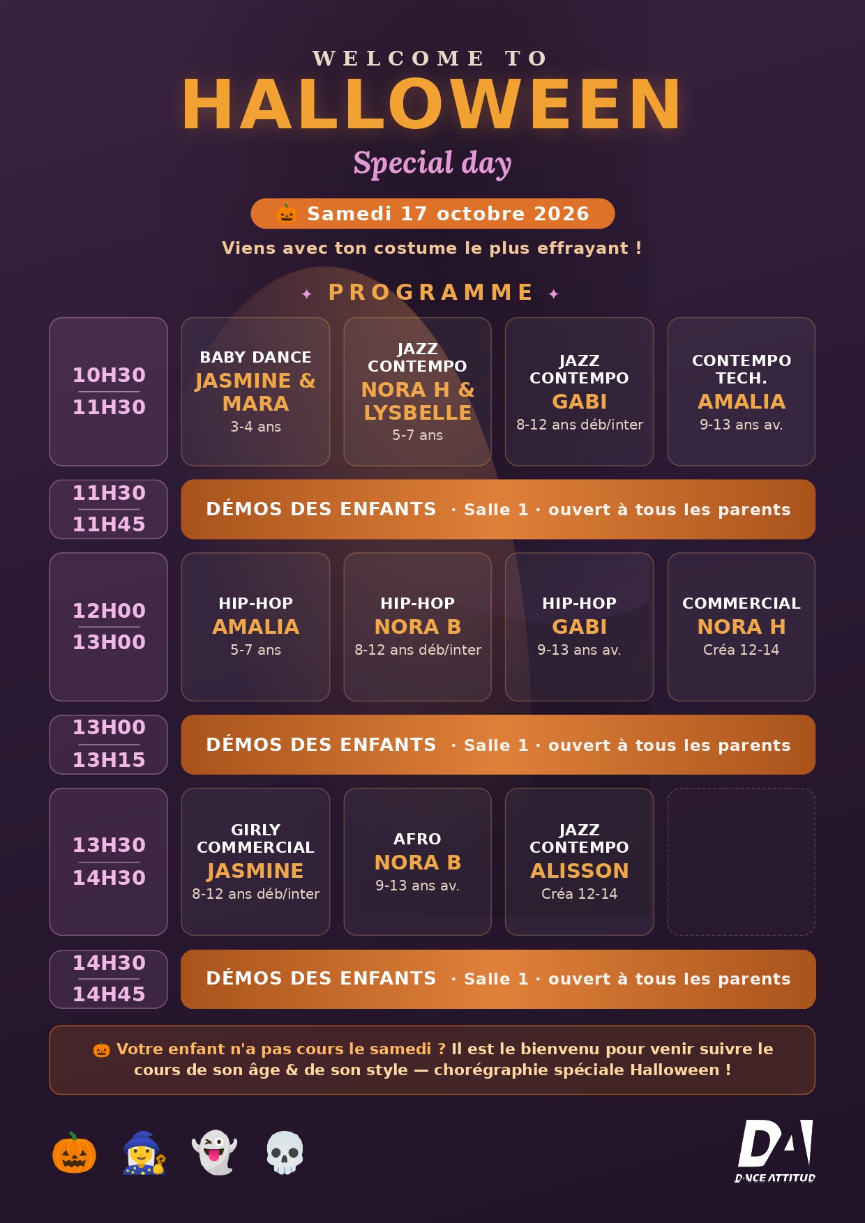 Grille horaire Halloween